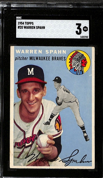 (2) SGC 3 Cards w. 1957 Topps Frank Robinson & 1954 Topps Warren Spahn